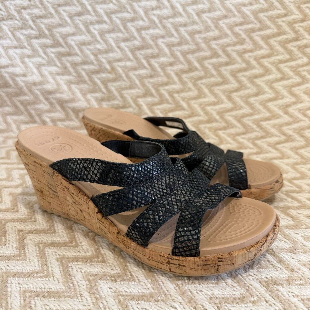 Crocs Women’s A-Leigh Snake Wedge Sandals